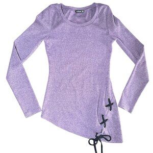 PattyBoutik Womens Tunic Pullover Purple Asymmetrical Hem Lacing Tie Size Small